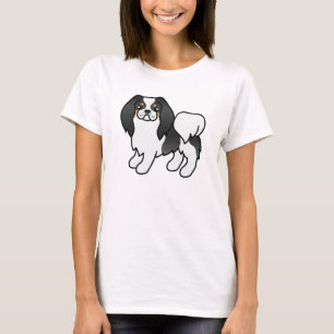 Camiseta Tricolor Japonês Chin Cartoon Dog
