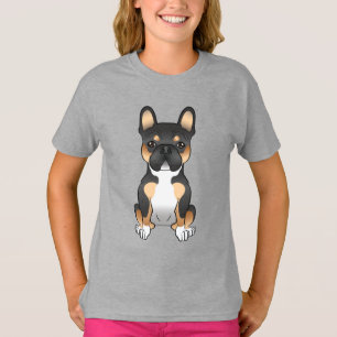 Camiseta Tricolor Negro Buldogue Francês / Cão Francês C