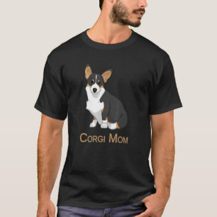 Camiseta Tricolor preto bonito Pembroke Corgi Cão-Mãe