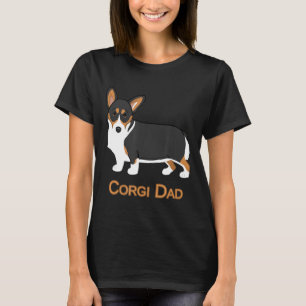 Camiseta Tricolor preto-branco, Pembroke Corgi - Pai Cão