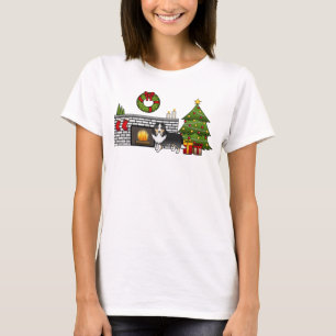 Camiseta Tricolor Shetland Sheepdog Cachorro Numa Sala De N