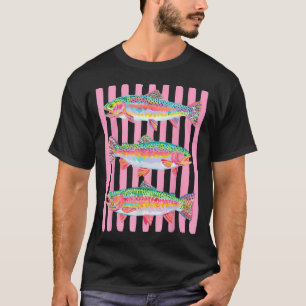 Camiseta Tricolor Truta Arco-íris Estilo Verão Vida no Lago