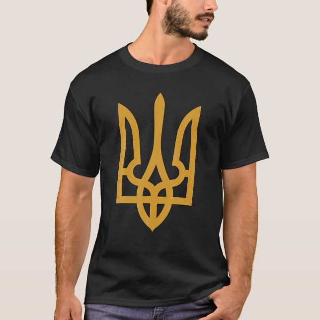 Camiseta Trident Ucraniano Dourado Tryzub (Frente)