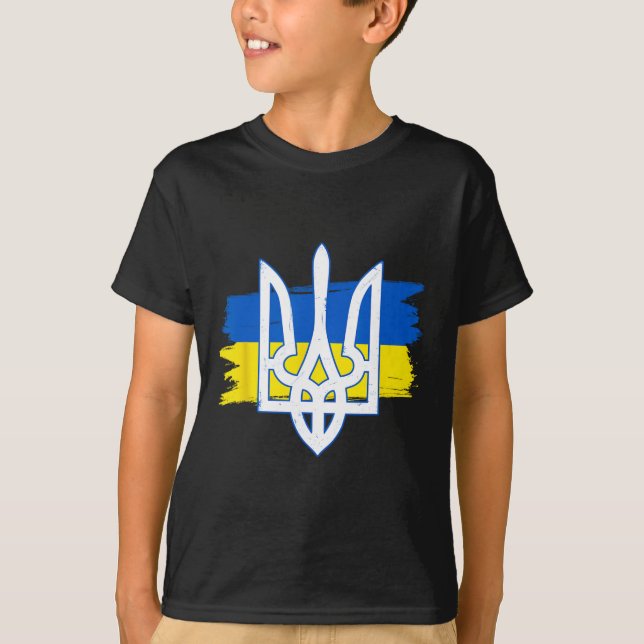 Camiseta Tridente da Bandeira da Ucrânia - Tryzub Patriótic (Frente)