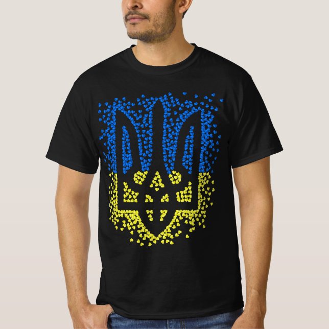 Camiseta Tridente de emblem ucraniano trizub espalhando cor (Frente)