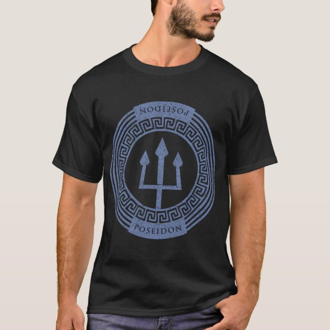 Camiseta Tridente do Mar de Poseidon, Deus Grego (Frente)