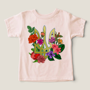 Camiseta tridente tryzub da heráldica ucraniana flores flor