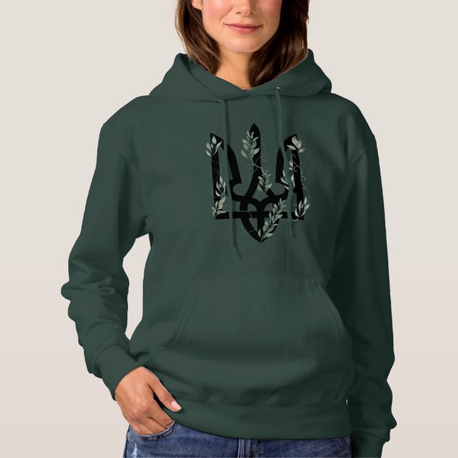 Camiseta Tridente Ucraniano. Eu apoio a Ucrânia.   Blusão (Frente)
