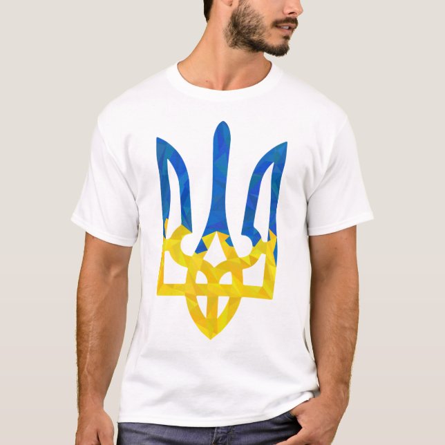 Camiseta Tridente ucraniano poligonal baixo (Frente)