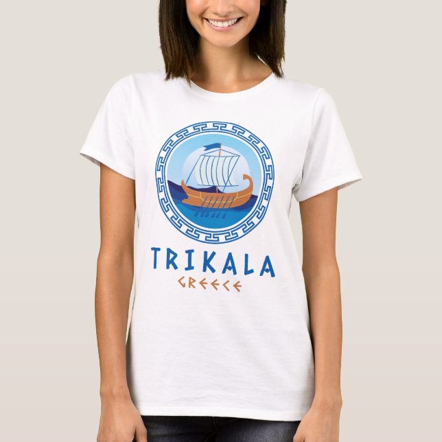 Camiseta Trikala, Grécia grega Design de navio feminino (Frente)