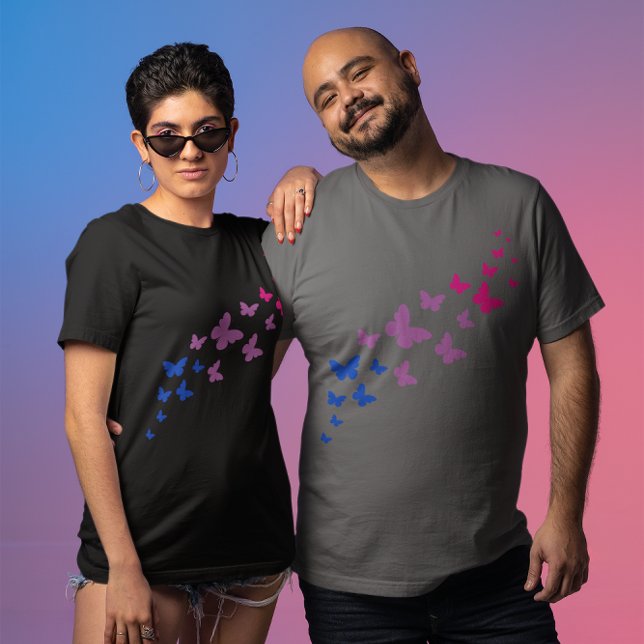 Camiseta Trilha da Borboleta do Orgulho Bissexual (Criador carregado)