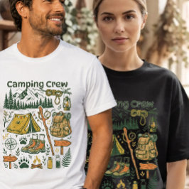 Camiseta Trilha de Montanha e Aventura de Fogueira Retro