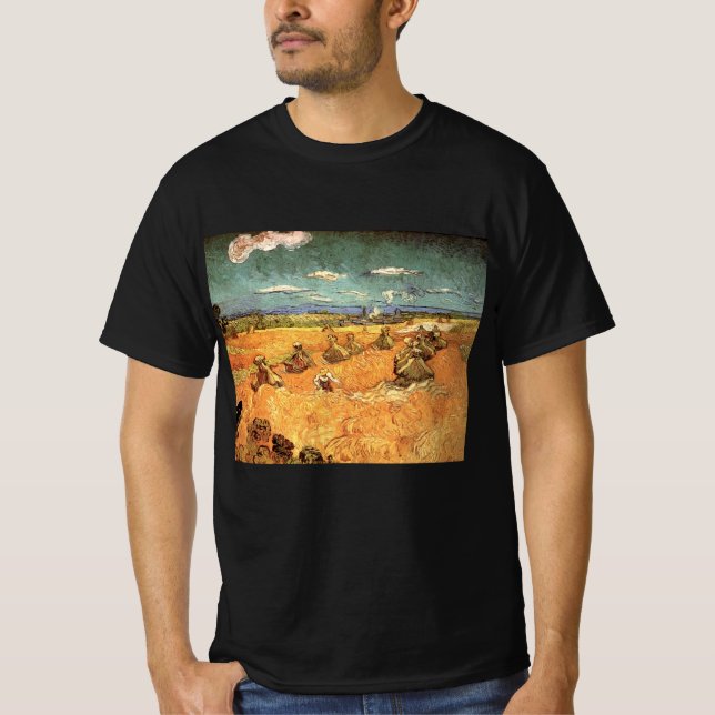 Camiseta Trilhos com Ceifador por Vincent van Gogh (Frente)