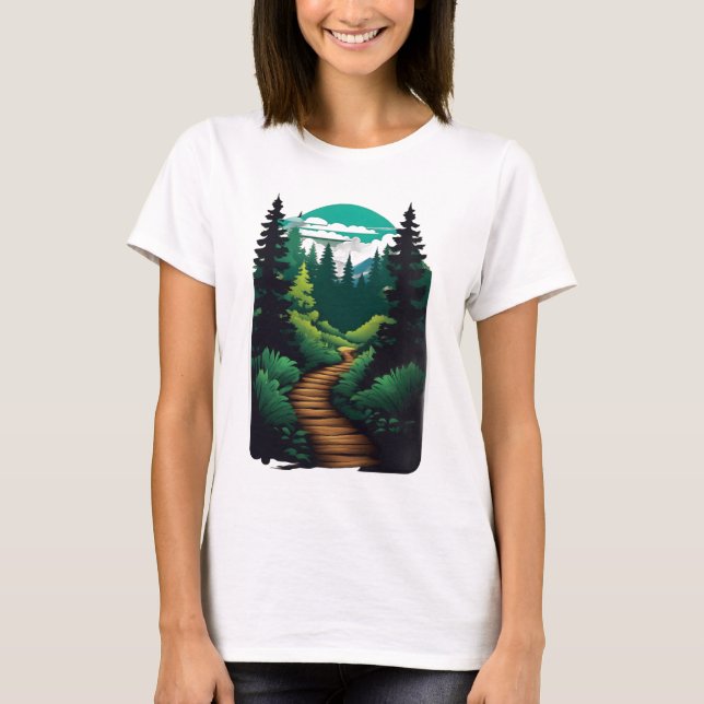 Camiseta Trilhos Florestais - Natureza Serena (Frente)