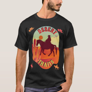 Camiseta Trilhos Sunset , Cowboy e Cactus Desert Journey .