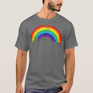 Camiseta Trim. LGBT do Sinalizador LGBT do Arco-Íris Retroa