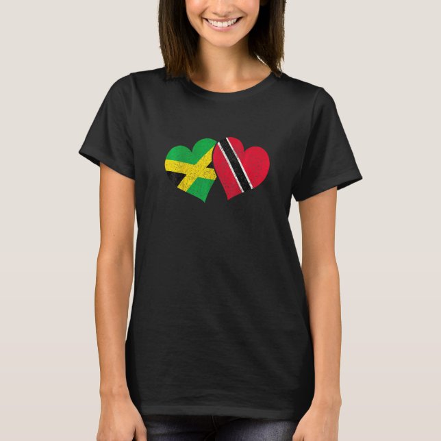 Camiseta Trinidad e Tobago Jamaica Trinidadiana Flag Heart  (Frente)