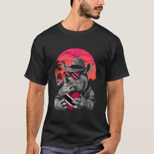 Camiseta Trinidad E Tobago Rinoceronte Pôr do Sol Coração T
