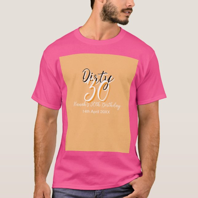 Camiseta Trinta e trinta cor de laranja, simples anúncio de (Frente)