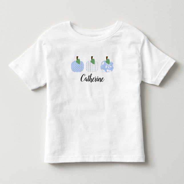 Camiseta Trio Abóbora Azul Claro para Meninas Pequ (Frente)