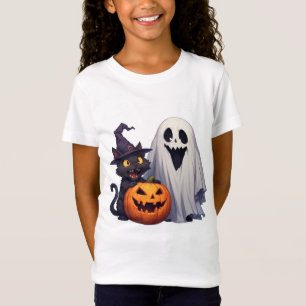 Camiseta Trío Clássico de Gato Fantasma de Halloween 👻