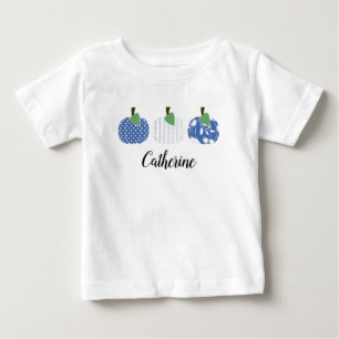 Camiseta Trio de Abóbora Azul para Meninas Bebês