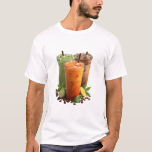 Camiseta Trio de Café Gelado - Amantes de Chá Tailandês Mat