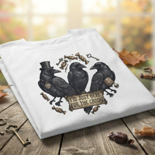Camiseta Trio de Corvos Vintage Doces de Halloween