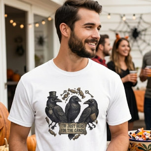 Camiseta Trio de Corvos Vintage Doces de Halloween