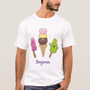 Camiseta Trio de desenho animado de picolé de sorvete engra