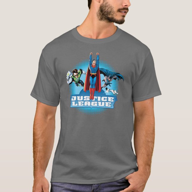 Camiseta Trio de Energia da Liga da Justiça (Frente)