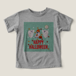 Camiseta Trio de Fantasmas Fofos Feliz Halloween Meia Manga