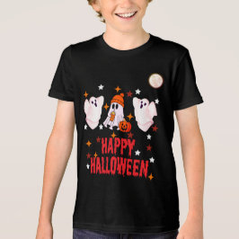 Camiseta Trio de Fantasmas Fofos Happy Halloween Meia Manga