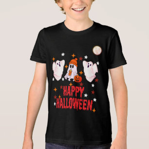 Camiseta Trio de Fantasmas Fofos Happy Halloween Meia Manga