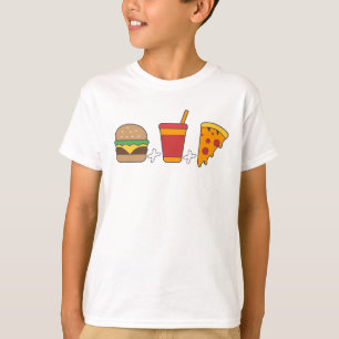 Camiseta Trio de Fast-Food: Hambúrguer, Refrigerante, Fatia