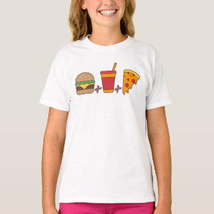 Camiseta Trio de Fast-Food: Hambúrguer, Refrigerante, Fatia