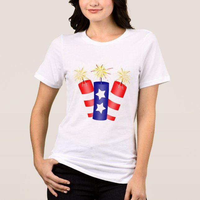 Camiseta Trio de Firecrackers para o dia 4 de julho (Frente)
