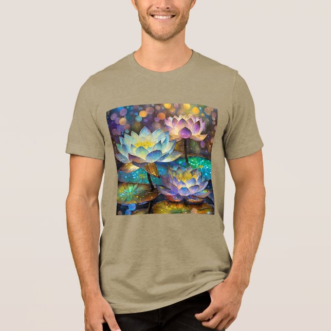 Camiseta Trio de Flores de Lótus Brilhantes (Frente)