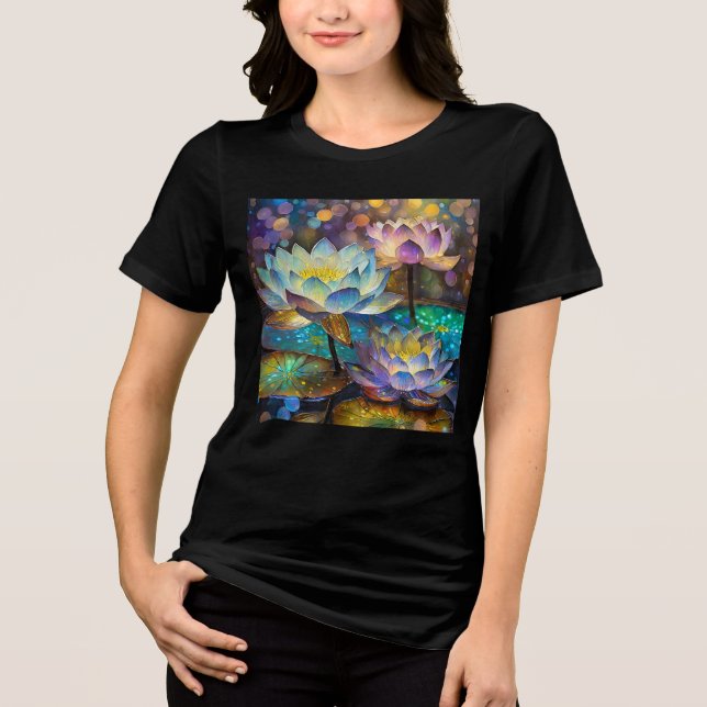 Camiseta Trio de Flores de Lótus Brilhantes (Frente)