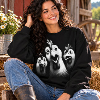 Camiseta Trío de Frango Engraçado Olhos Arregalados Humor A