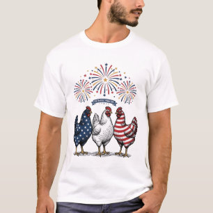 Camiseta Trio de Frango Patriótico Vetor de Gravação Vintag