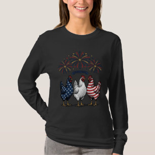 Camiseta Trio de Frango Patriótico Vetor de Gravura Vintage