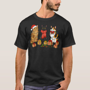 Camiseta Trío de Gatos de Natal - Gatinhos Festivos Fofos c
