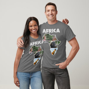 Camiseta Trio de Mapa da Vida Selvagem na África