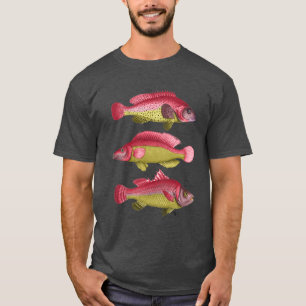 Camiseta Trio de Peixes de Fantasia Vermelha e Amarela