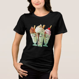 Camiseta Trio de Sorvete Kawaii Personagens de Sobremesa Fo