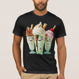 Camiseta Trio de Sorvete Kawaii Personagens de Sobremesa Fo