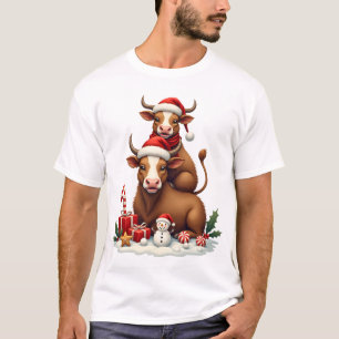 Camiseta Trio de Vaca das Terras Altas de Natal Vintage Fes