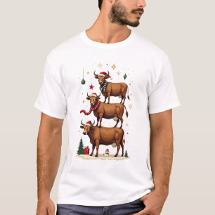 Camiseta Trio de Vacas das Terras Altas de Natal Vintage Fe