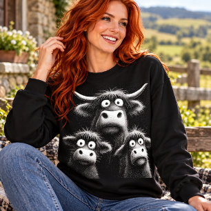 Camiseta Trío de vacas das Terras Altas engraçadas com olho